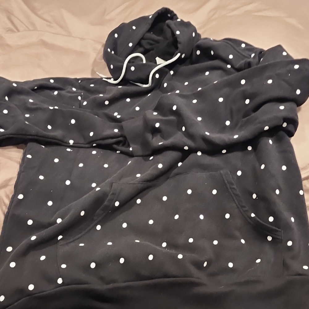 Oprah's Favorite things! Giant hoodies Bllack Polka Dot Hoodie